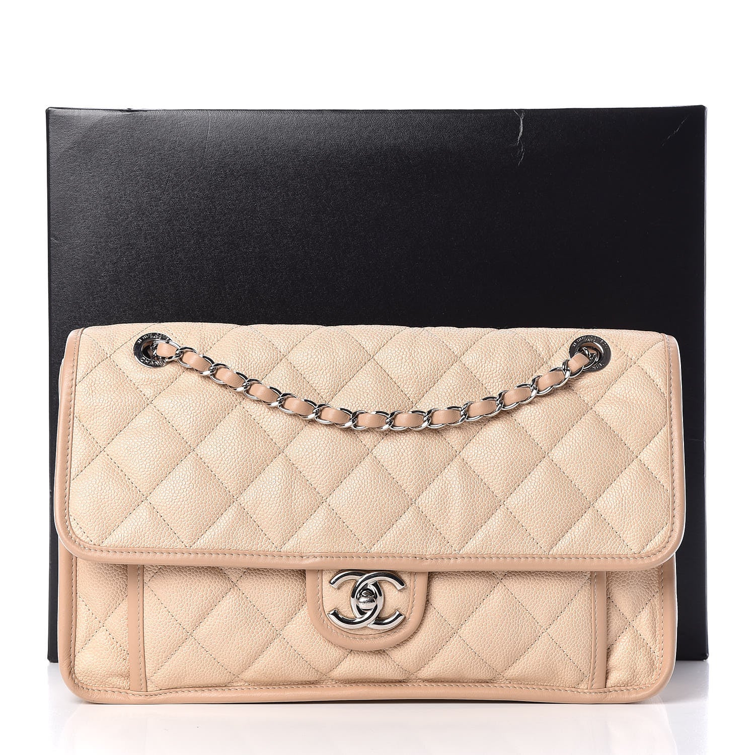 Chanel Caviar Quilted Large French Riviera Flap Beige 18 of 18