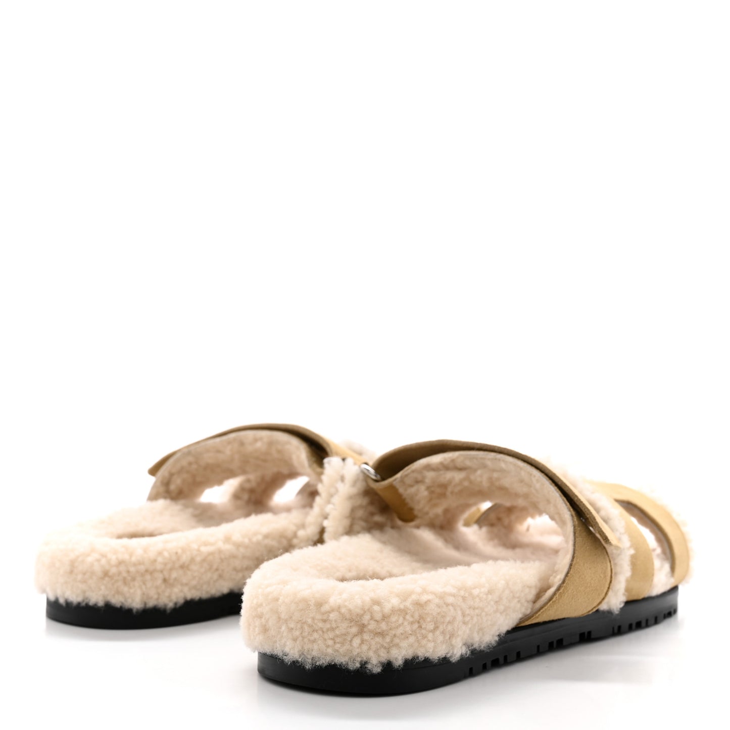 Suede Goatskin Woolskin Womens Chypre Sandals 38 Golden Beige