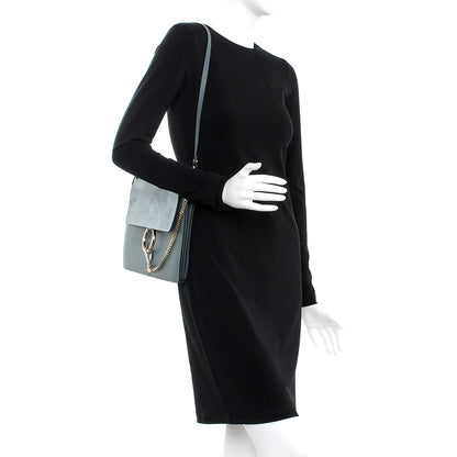 Chloe Suede Calfskin Medium Faye Shoulder Bag Cloudy Blue 2 of 8