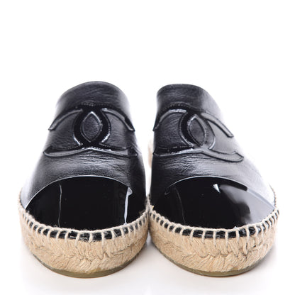 Chanel Goatskin Patent CC Espadrille Mules 40 Black 2 of 11