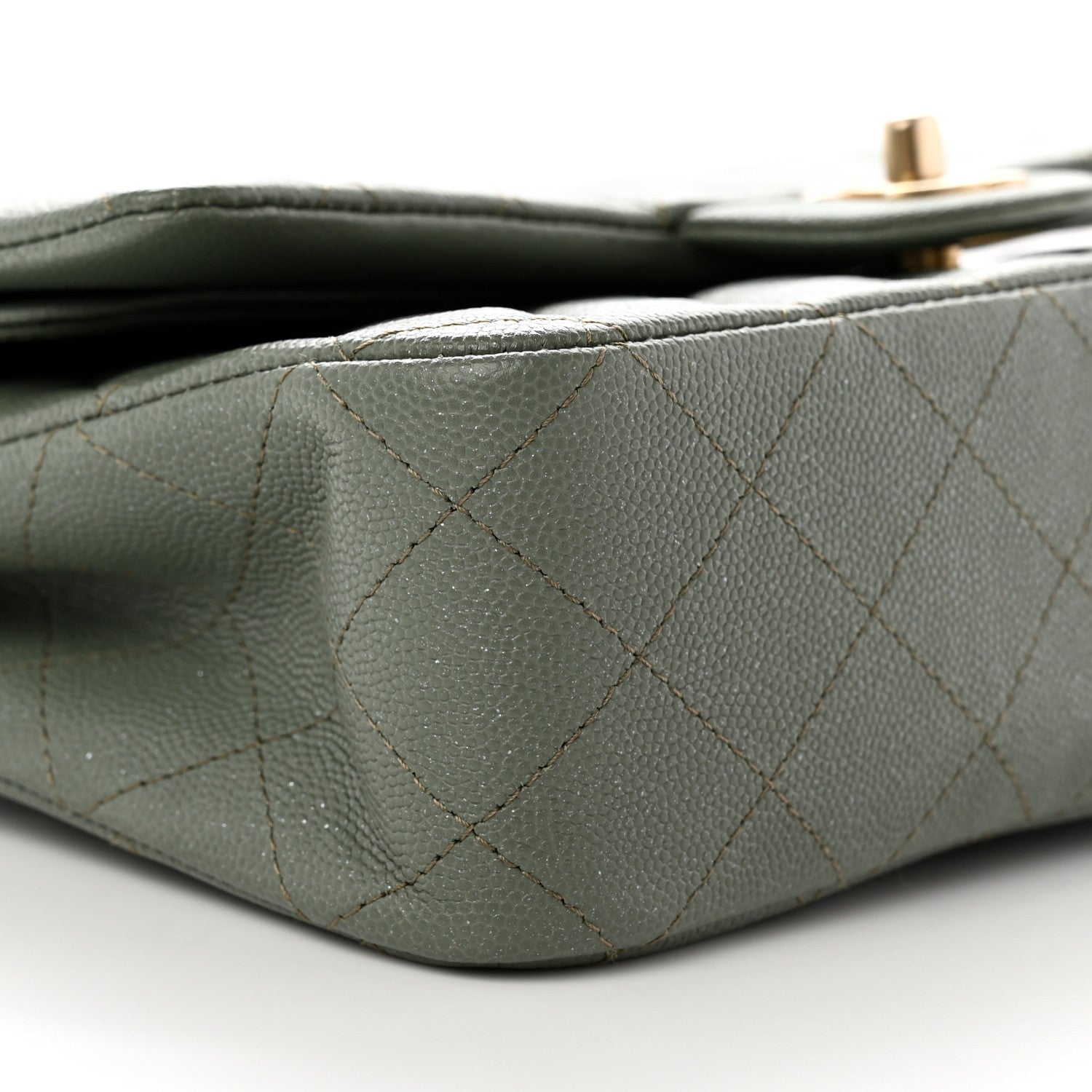 Chanel Iridescent Caviar Quilted Medium Double Flap Light Green 8 of 11