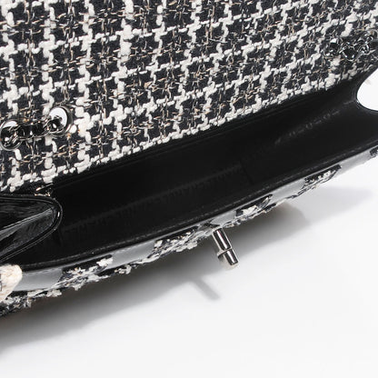 Chanel Tweed Vinyl Woven Medium Single Flap Black White 7 of 9