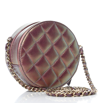 Chanel Iridescent Lambskin Quilted Round Clutch With Chain Purple 2 of 4