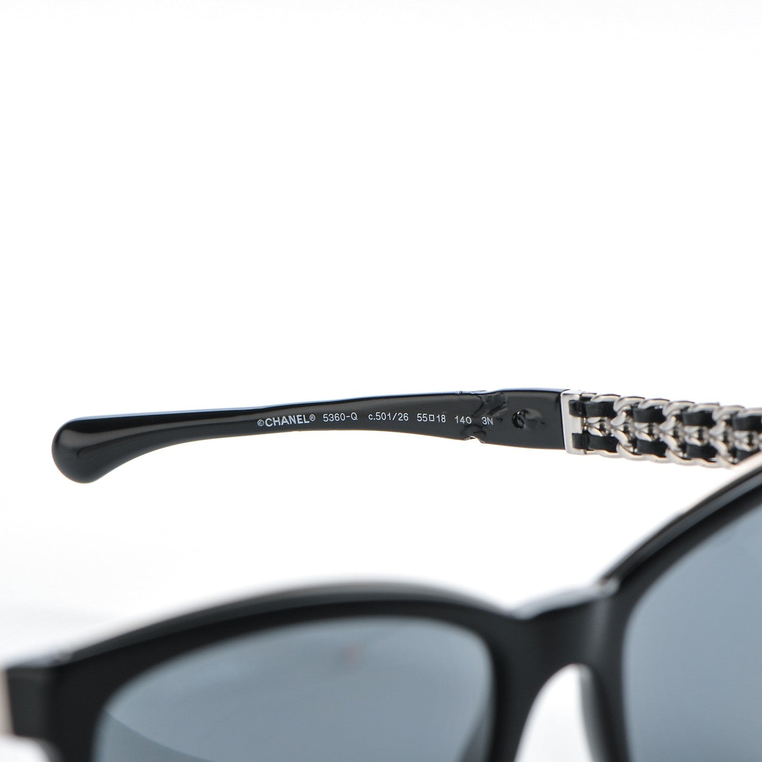 Chanel Calfskin Square Chain Sunglasses 5360-Q-A Black 5 of 8
