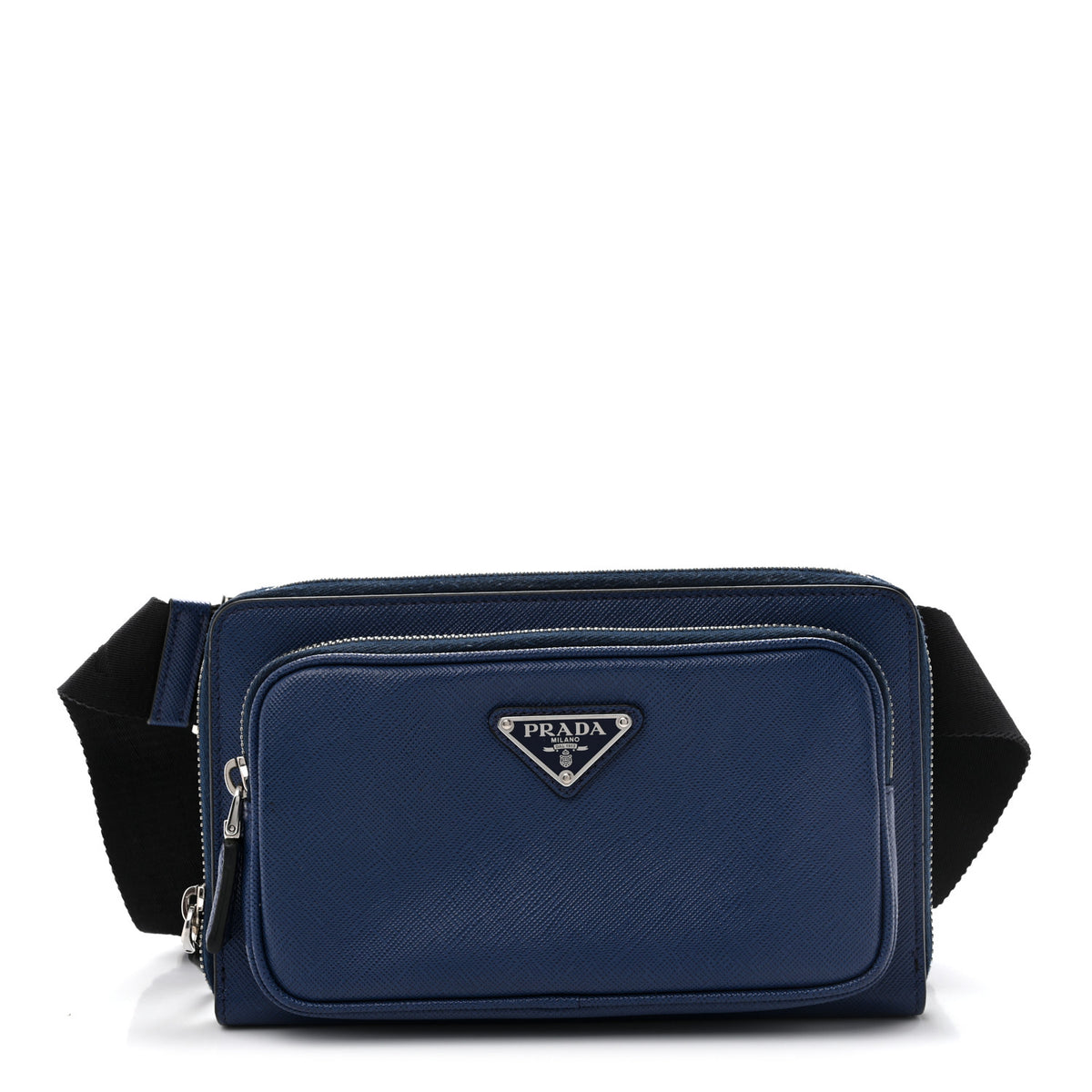 Saffiano Travel Double Zip Crossbody Belt Bag Bluette