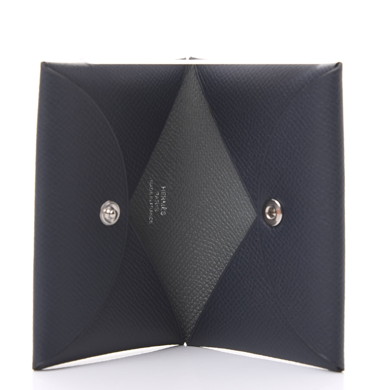 Hermes Epsom Verso Calvi Card Case Bleu Indigo Vert Amande 4 of 9