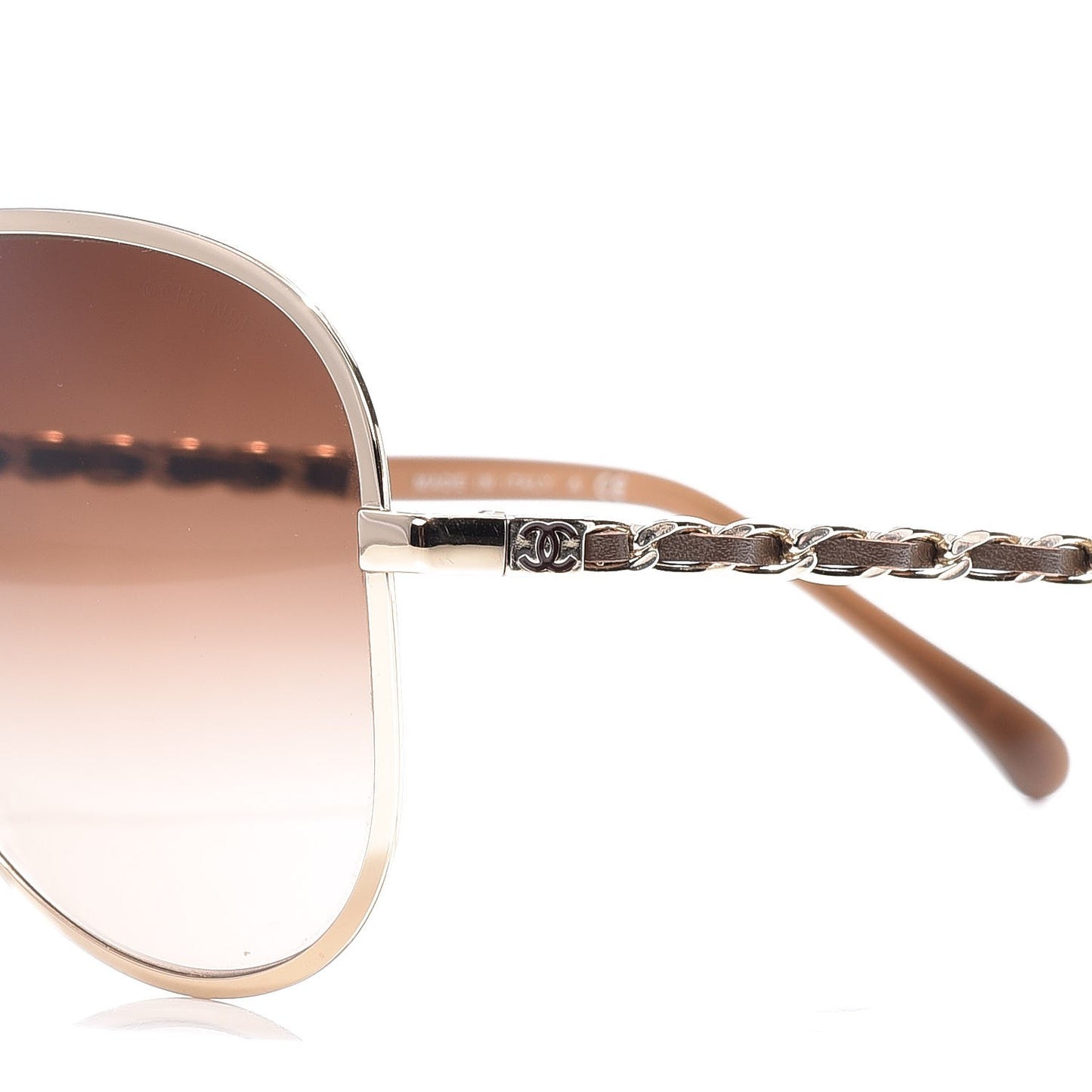 Lambskin Aviator Chain Sunglasses 4194-Q Gold