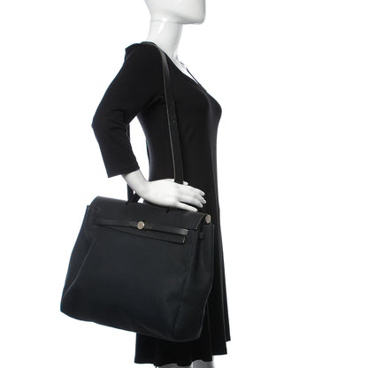 Hermes Toile Vache Calfskin Herbag 40 GM Black 2 of 19