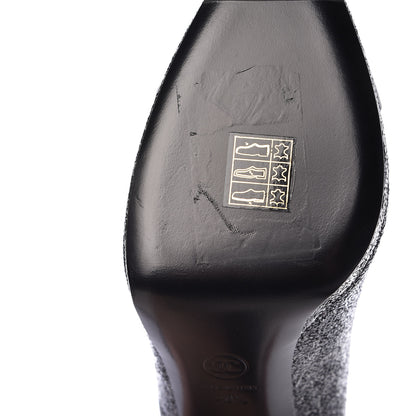 Chanel Metallic Crackled Calfskin Patent Cap Toe Pumps 40.5 Silver Black 8 of 10