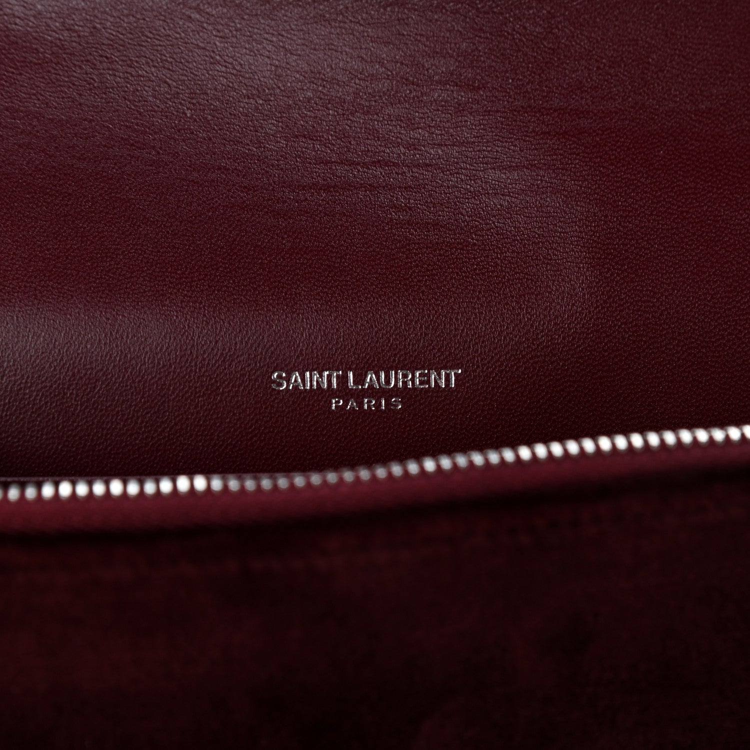 Saint Laurent Velvet Crystal Monogram Kate Tassel Shoulder Bag Burgundy 6 of 9
