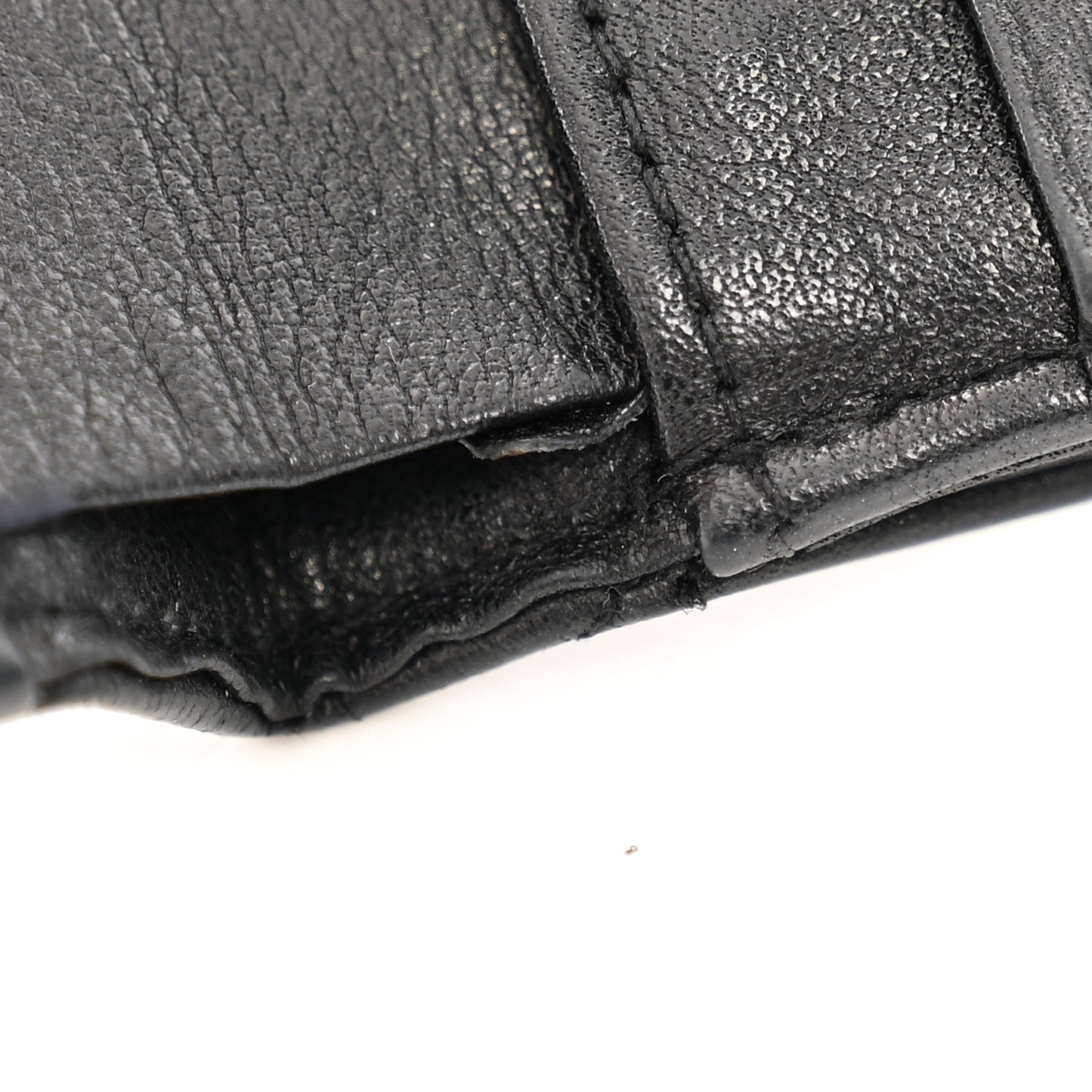 Lambskin Diamond Stitched Compact French Wallet Black