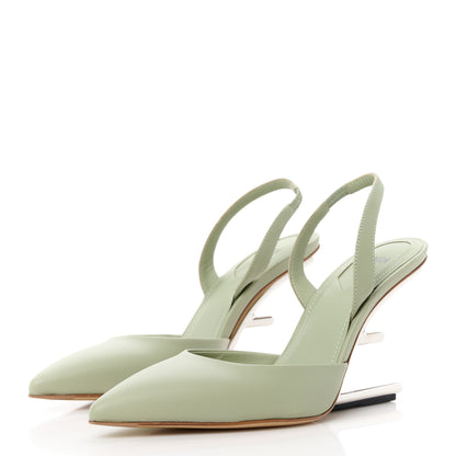 Fendi Vitello Fendi First 95mm Slingback Pumps 35 Musk 3 of 9