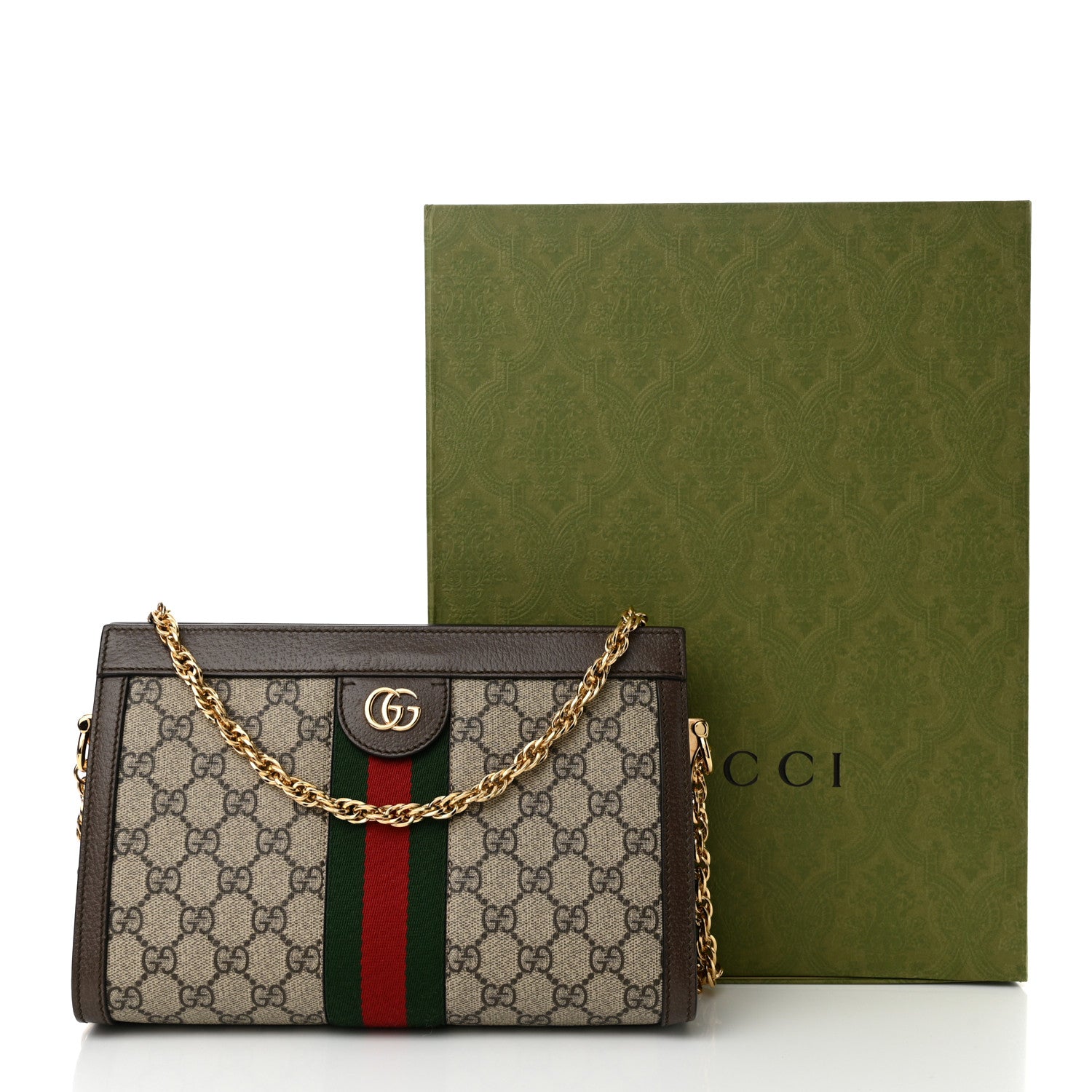 Gucci GG Supreme Monogram Web Small Ophidia Chain Shoulder Bag Brown 11 of 11