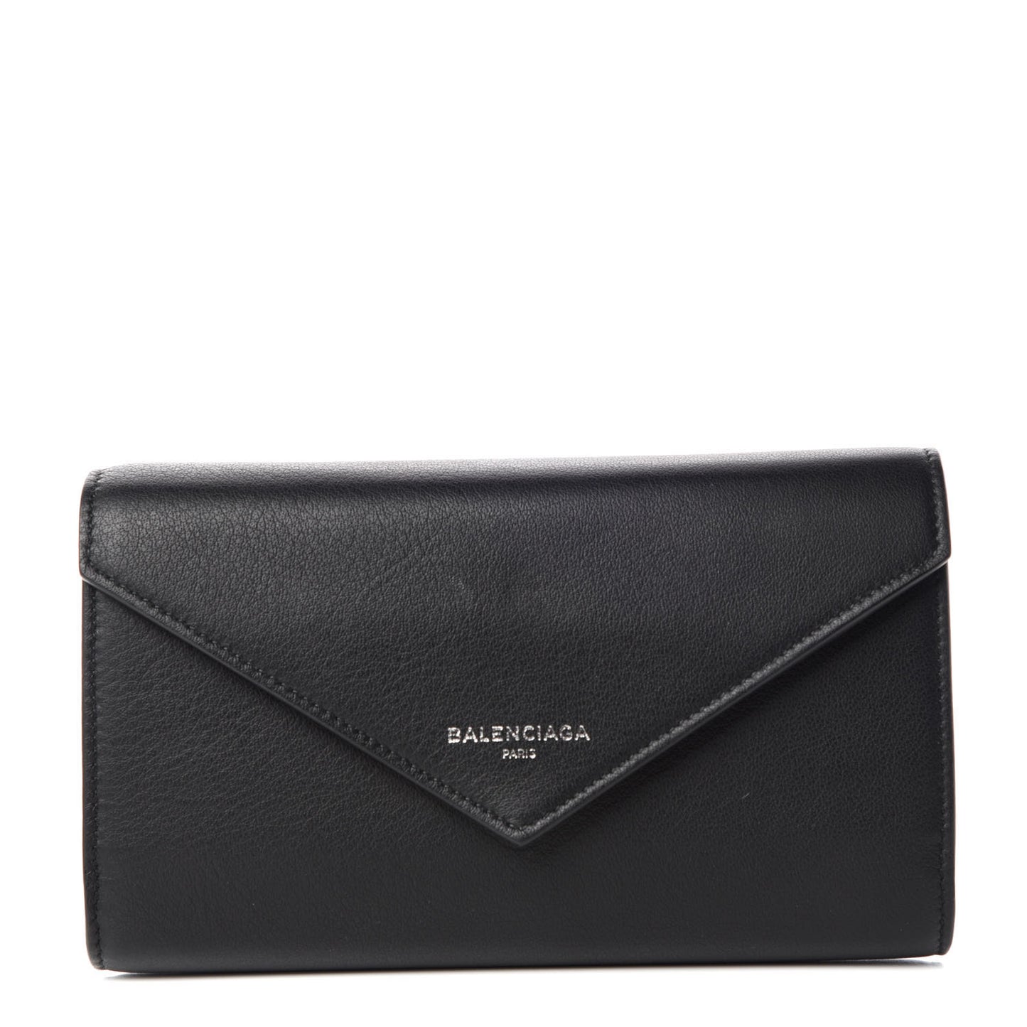 Calfskin Papier Money Zip Around Wallet Black