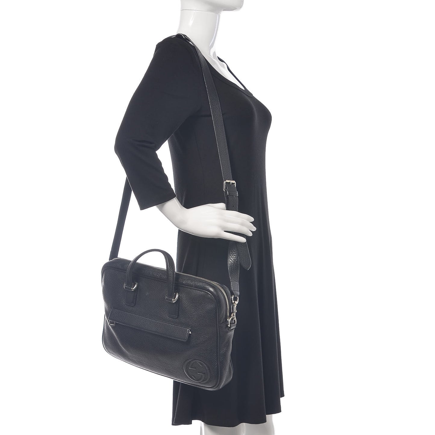 Pebbled Calfskin Soho Briefcase Black