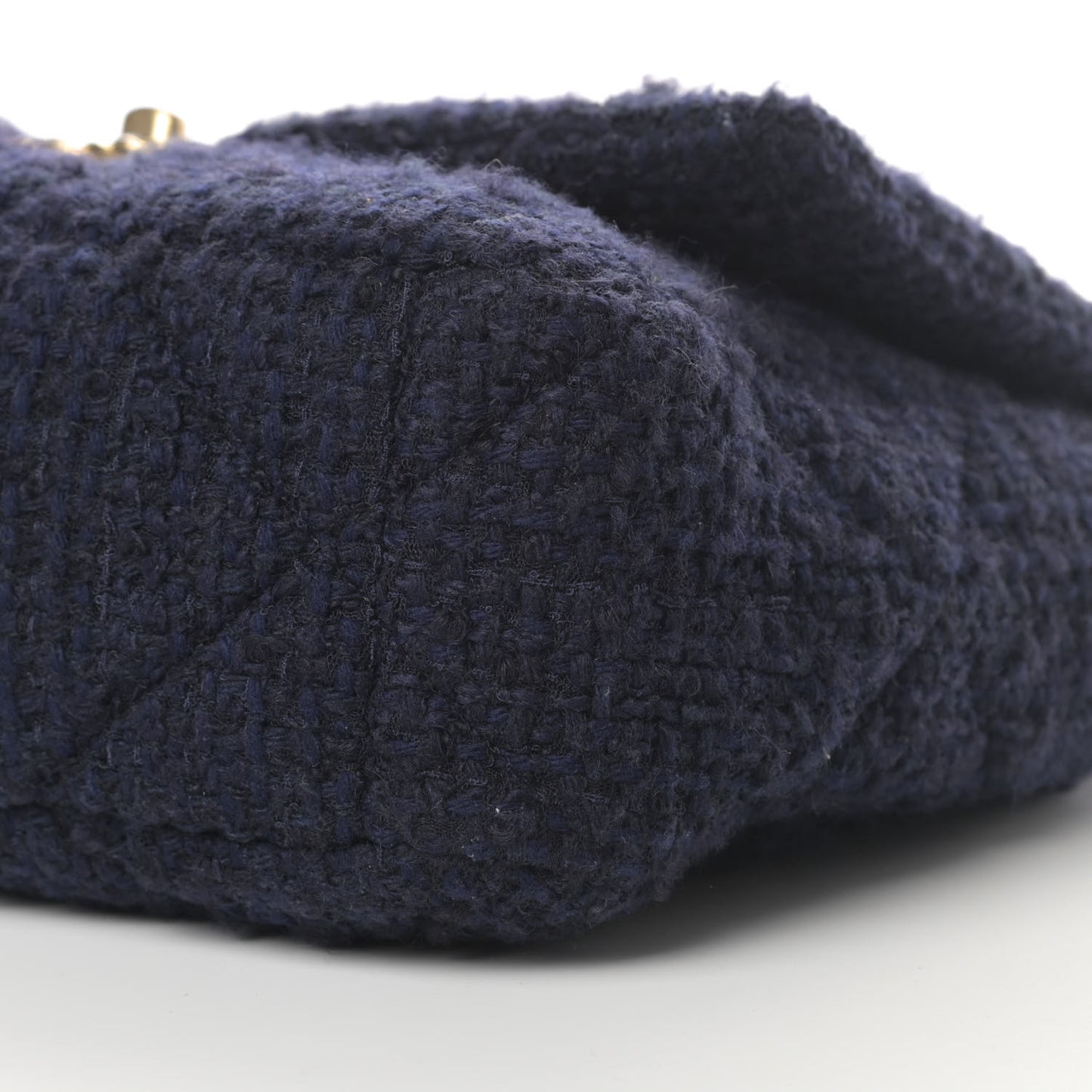 Tweed Quilted Large Chanel 19 Flap Navy Blue