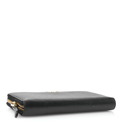 Prada Saffiano Metal Zip Around Wallet Black 4 of 7