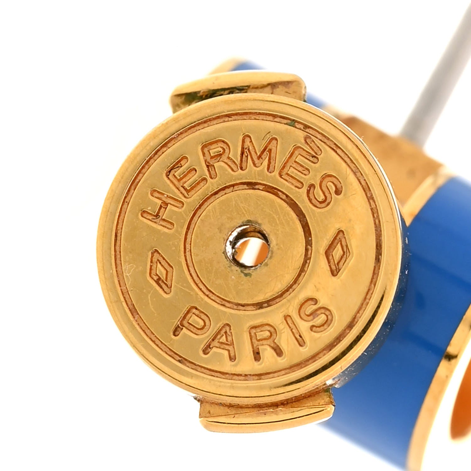 Hermes Gold Lacquered Pop H Earrings Bleu Sature 4 of 6