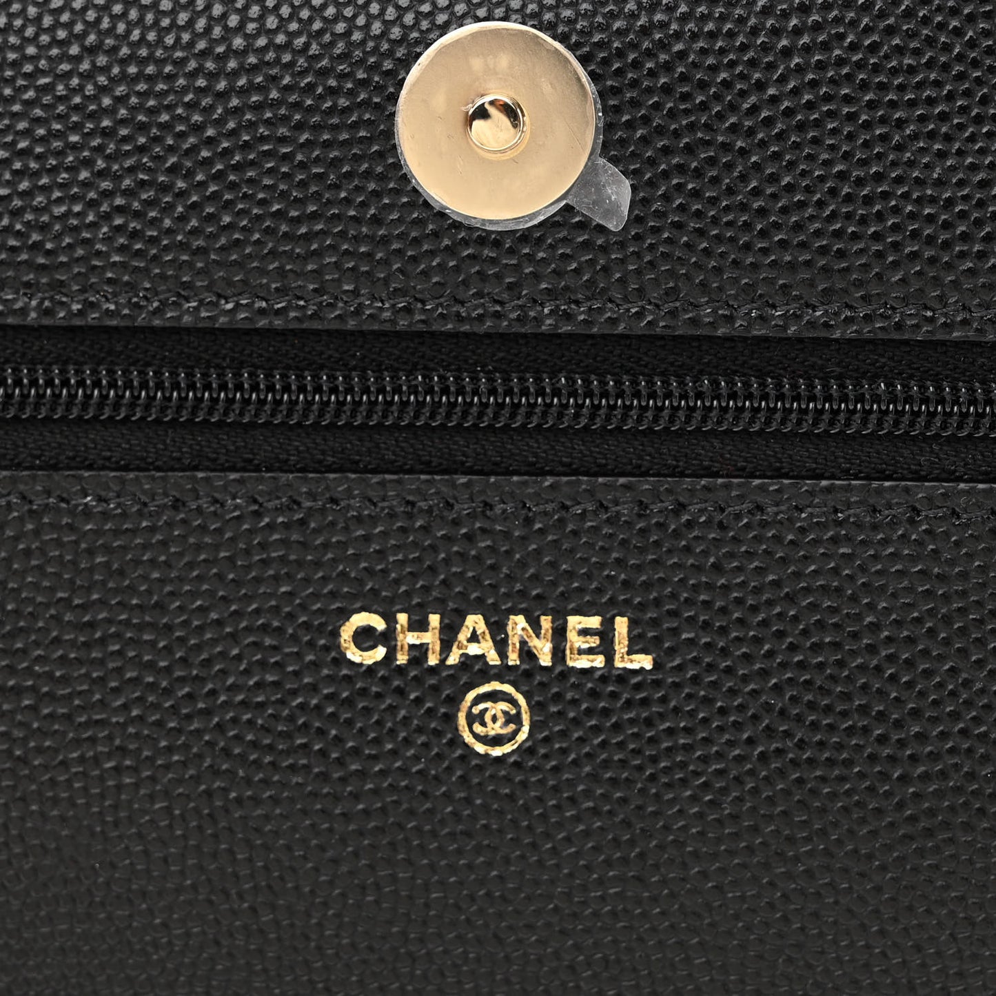 Caviar Quilted Crystal Enamel CC Wallet On Chain WOC Black