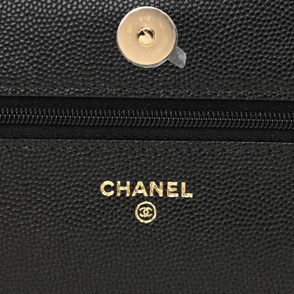 Chanel Caviar Quilted Crystal Enamel CC Wallet On Chain WOC Black 6 of 12
