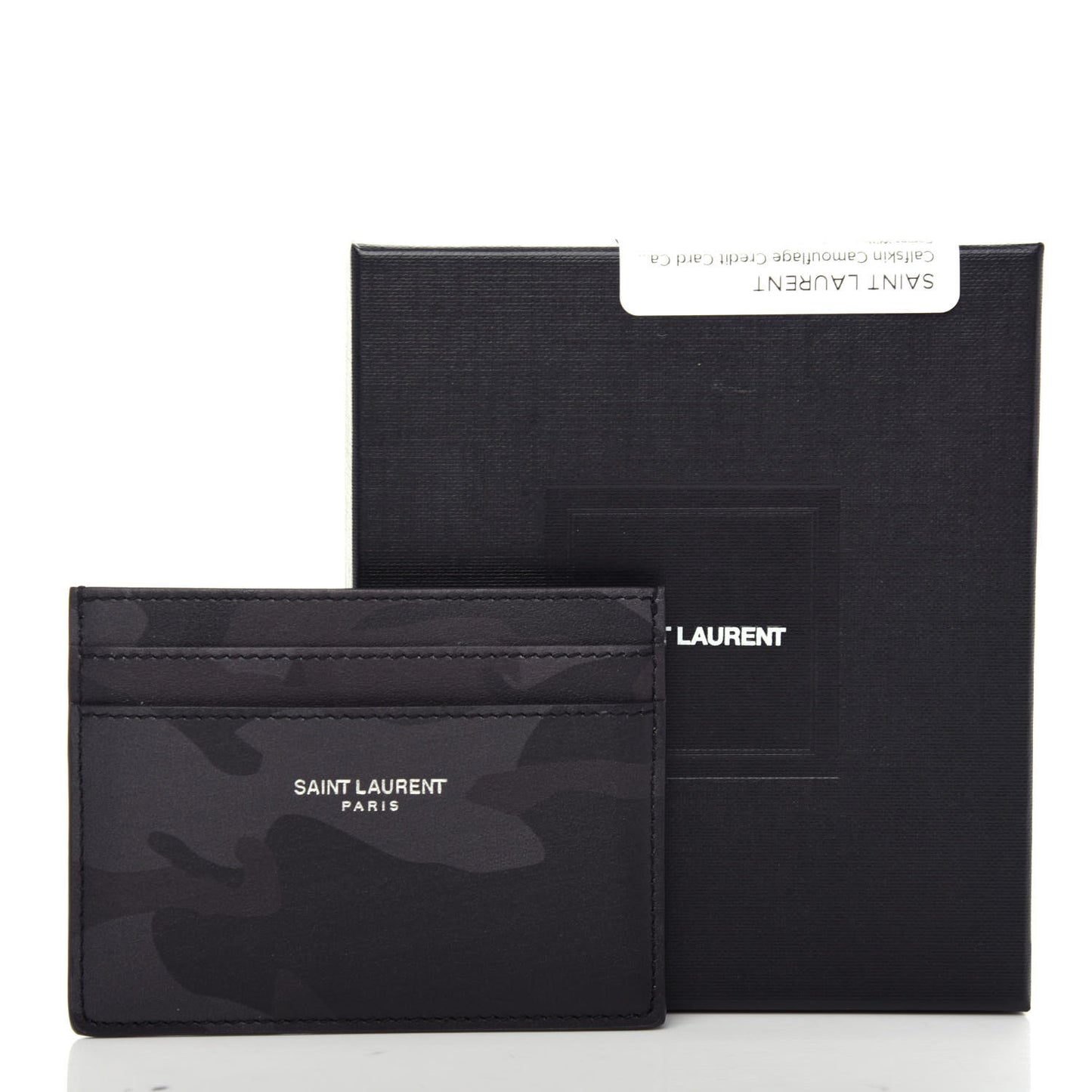 Calfskin Camouflage Credit Card Case Black Grey