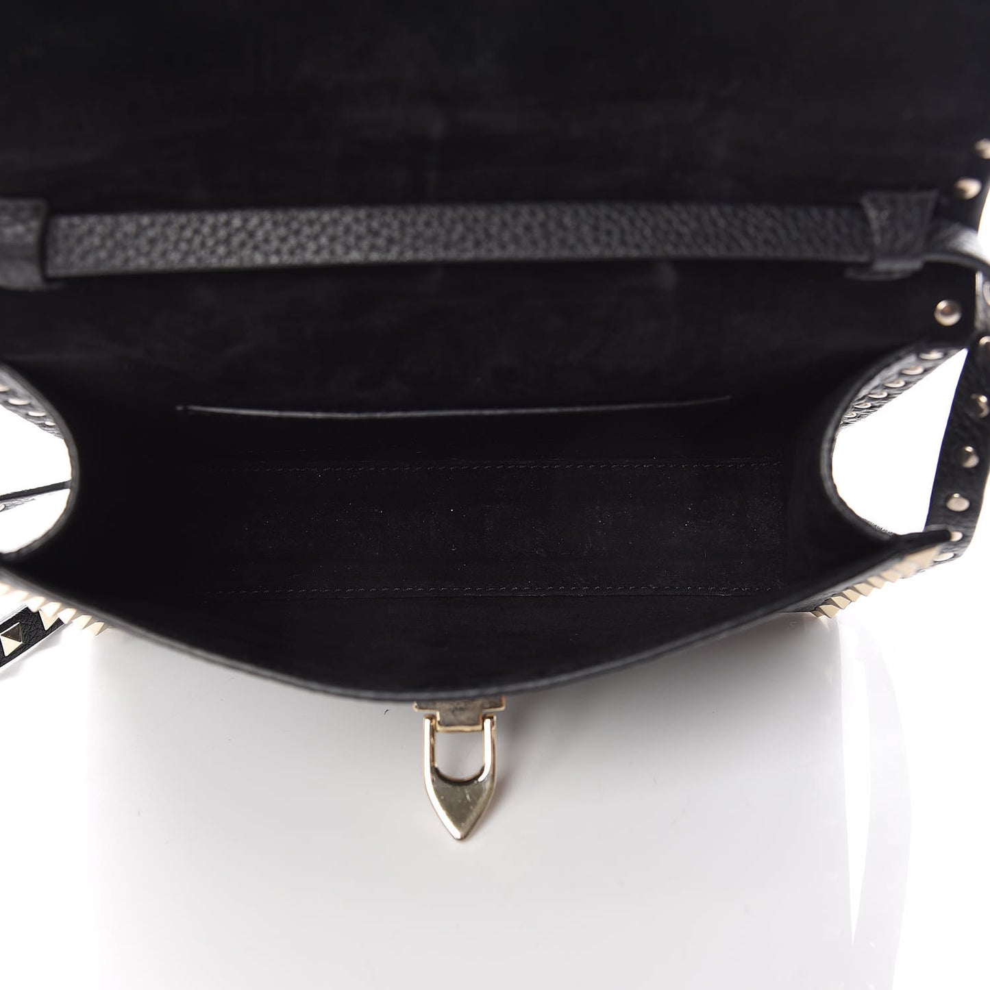 Pebbled Calfskin Medium Rockstud Flip Lock Crossbody Bag Black