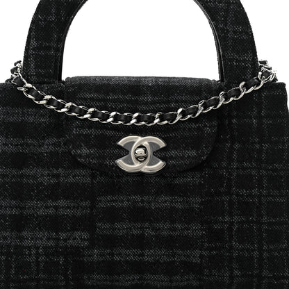 Chanel Printed Denim Quilted Nano Kelly Shopper Black Grey 8 of 11