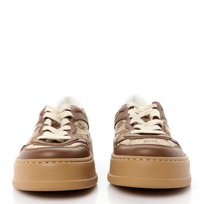 Gucci Calfskin GG Monogram Womens Platform 55mm Sneakers 36 Hezelnut Beige Ebony Mystic White 2 of 9