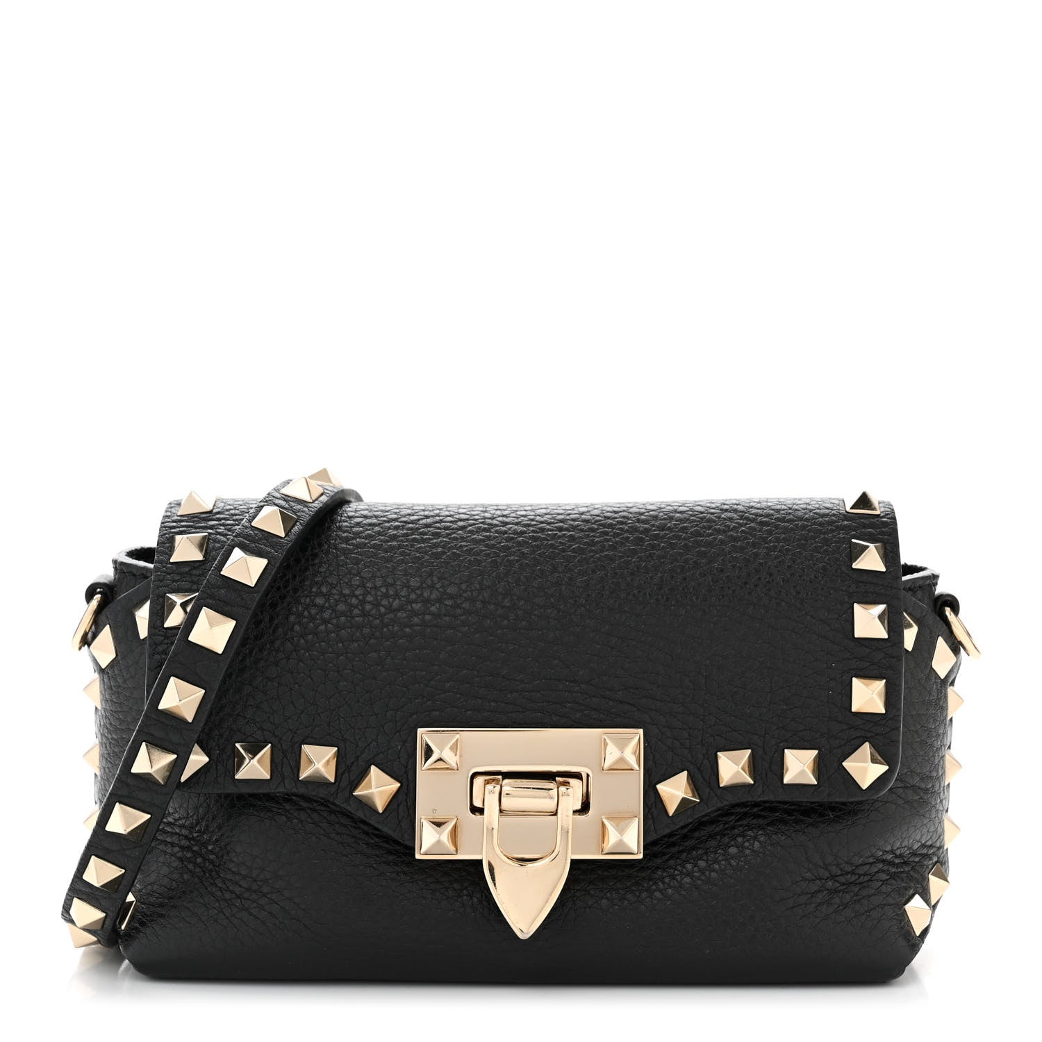 Valentino Garavani Pebbled Calfskin Mini Rockstud Crossbody Bag Black 1 of 9