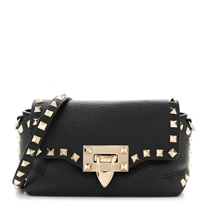 Valentino Garavani Pebbled Calfskin Mini Rockstud Crossbody Bag Black 1 of 9