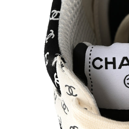 Chanel Nylon Suede Calfskin Printed CC Sneakers 39 White Black 8 of 8