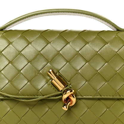 Bottega Veneta Nappa Intrecciato Long Andiamo Top Handle Clutch Matcha 8 of 8