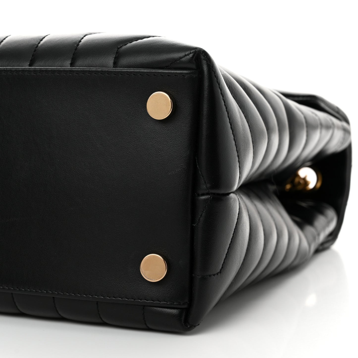 Calfskin Y Quilted Monogram Large Loulou Chain Satchel Black