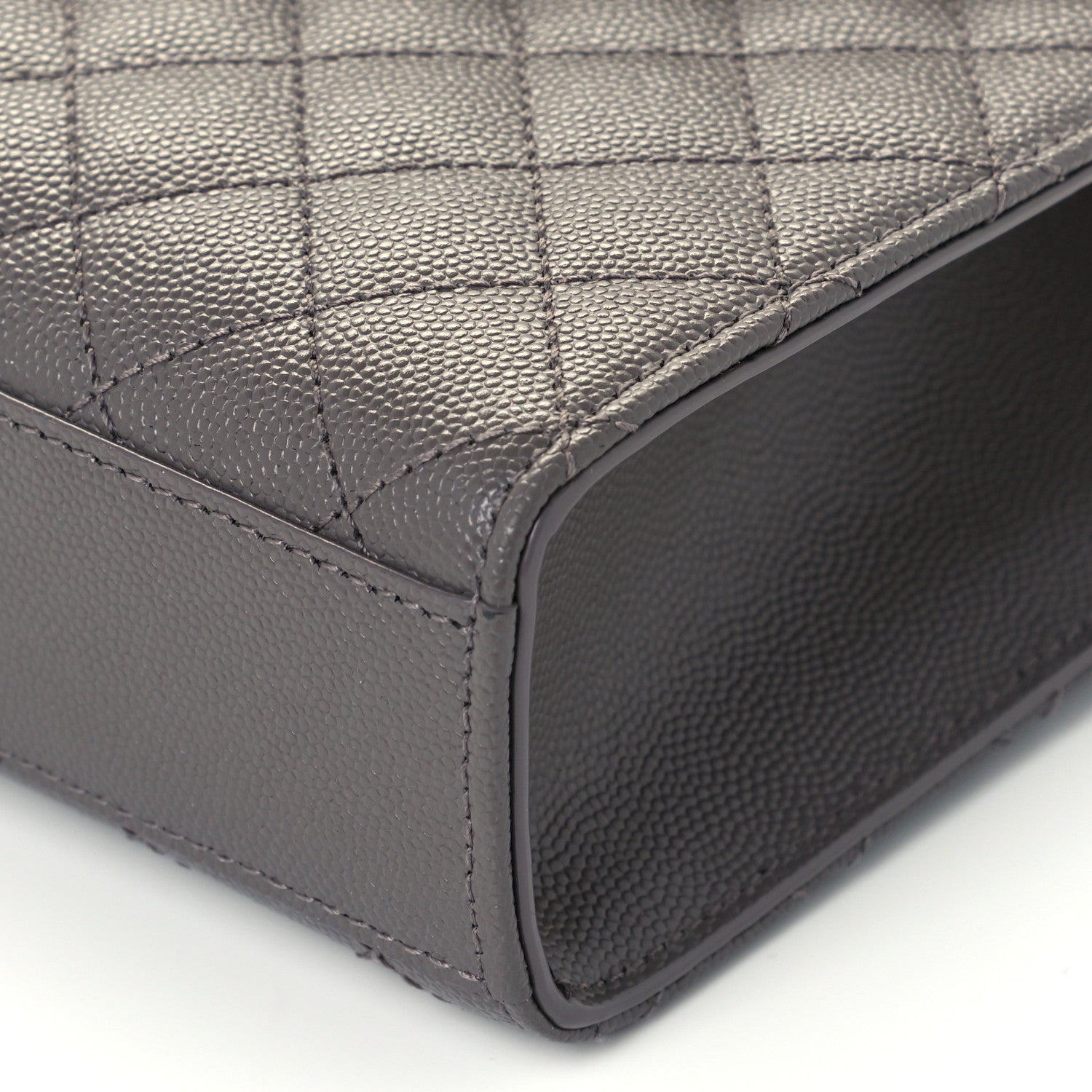Saint Laurent Grain De Poudre Textured Mixed Matelasse Medium Triquilt Monogram Satchel Fog 11 of 12