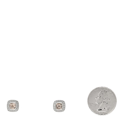 David Yurman Sterling Silver Diamond Morganite 5mm Petite Albion Earrings 2 of 4