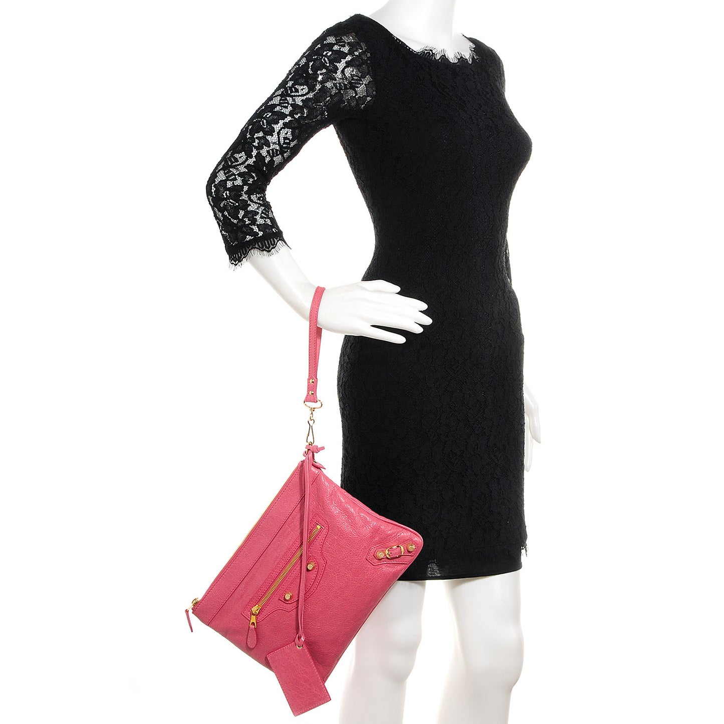 Agneau Giant 12 Gold Hardware Flat Handle Clutch Rose Bonbon