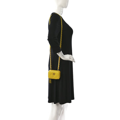 Chanel Lambskin Quilted Mini Lacquered Chain Clutch Yellow 3 of 10