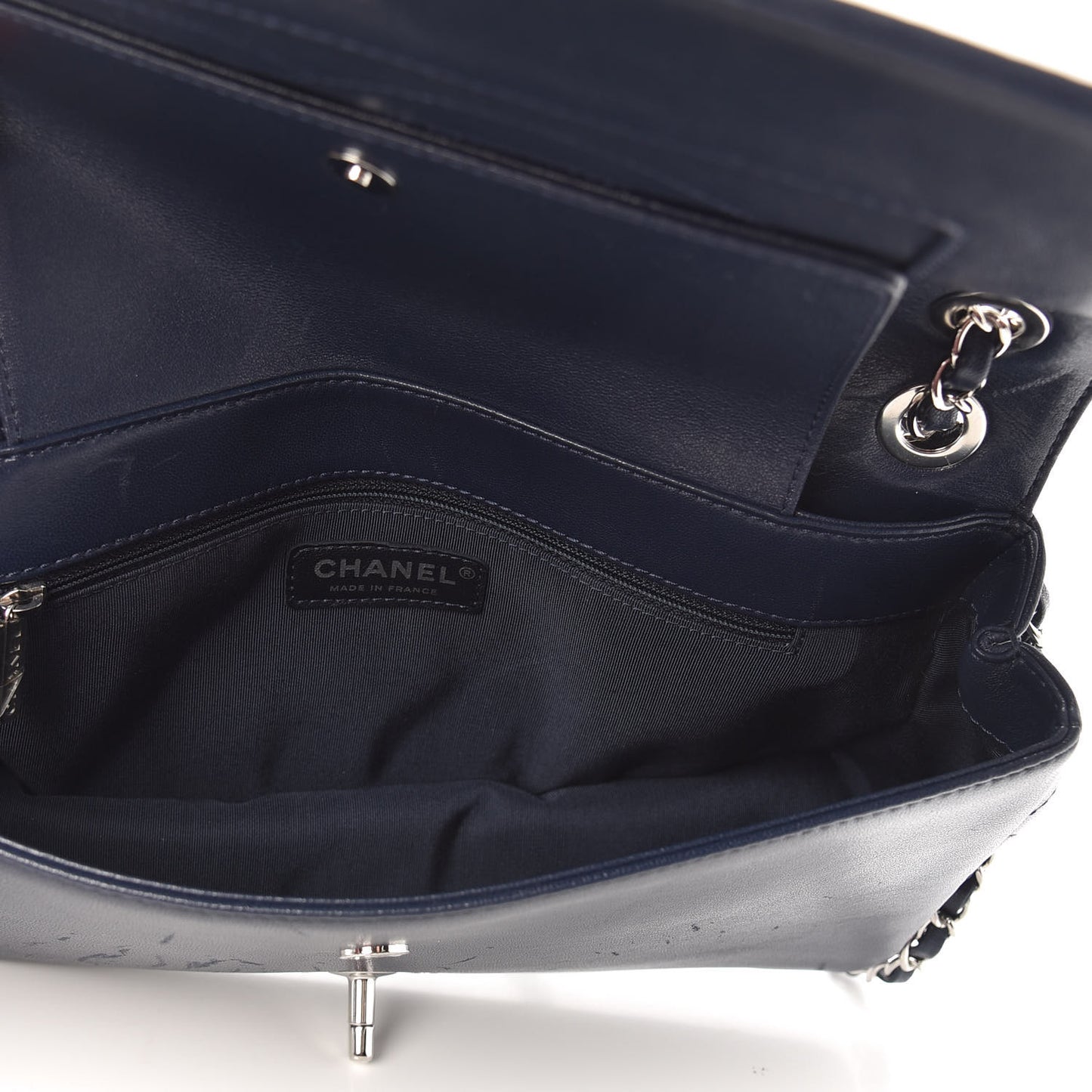 Sheepskin Quilted Medium Vintage Mademoiselle Flap Dark Navy