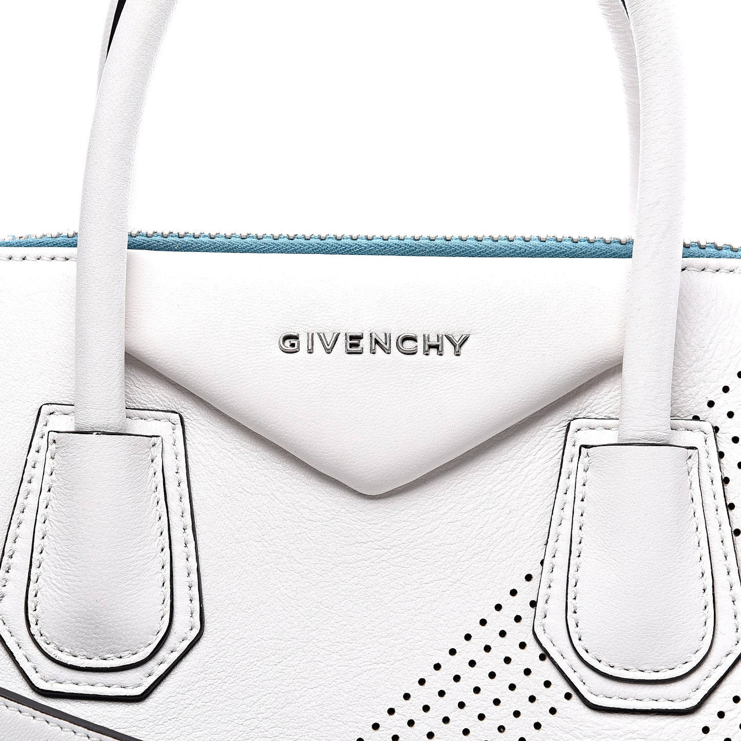 Lambskin Perforated Small Antigona White