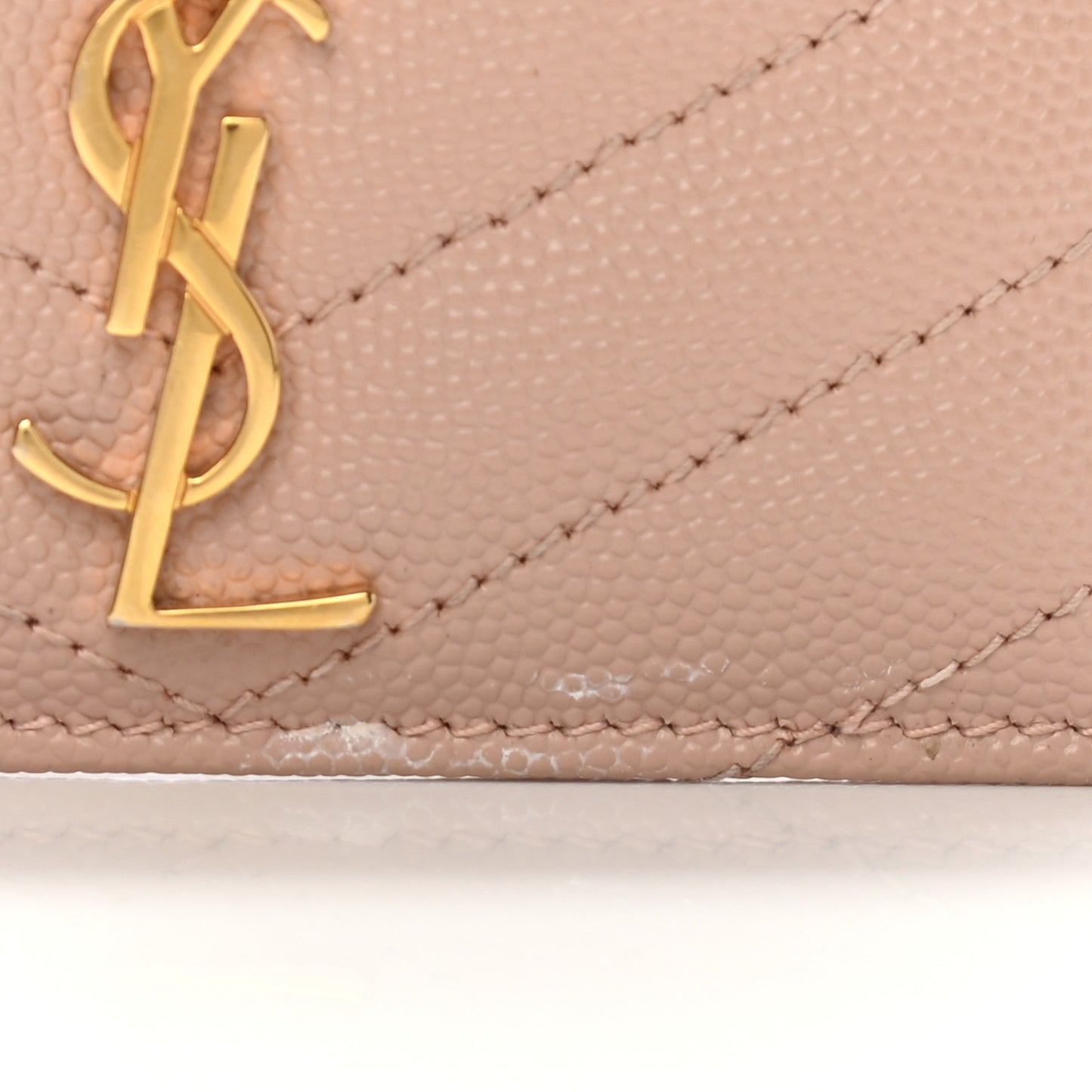 Grain De Poudre Matelasse Chevron Monogram Credit Card Case Pale Pink