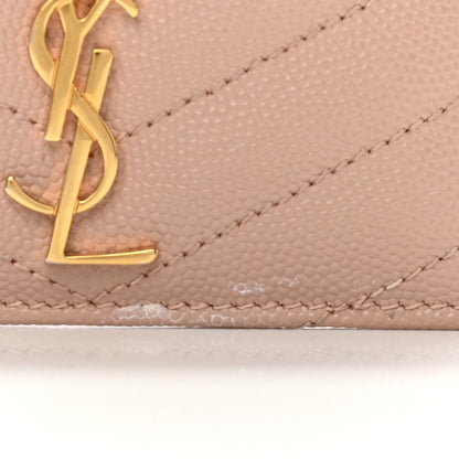 Saint Laurent Grain De Poudre Matelasse Chevron Monogram Credit Card Case Pale Pink 8 of 9