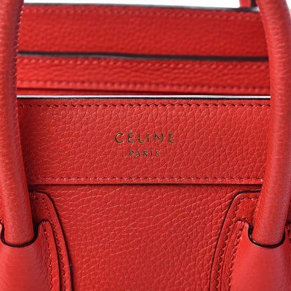 Celine Drummed Calfskin Nano Luggage Red 6 of 11
