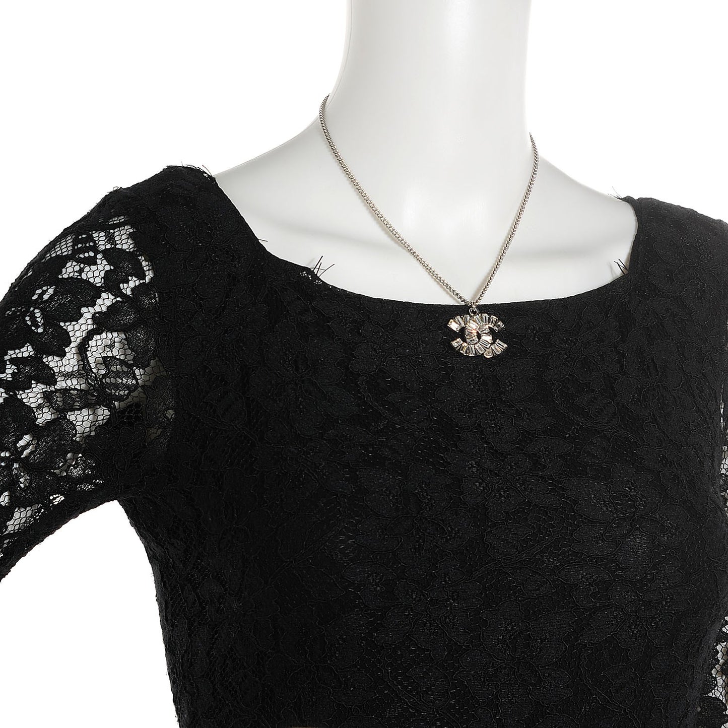 Baguette Crystal CC Necklace Silver