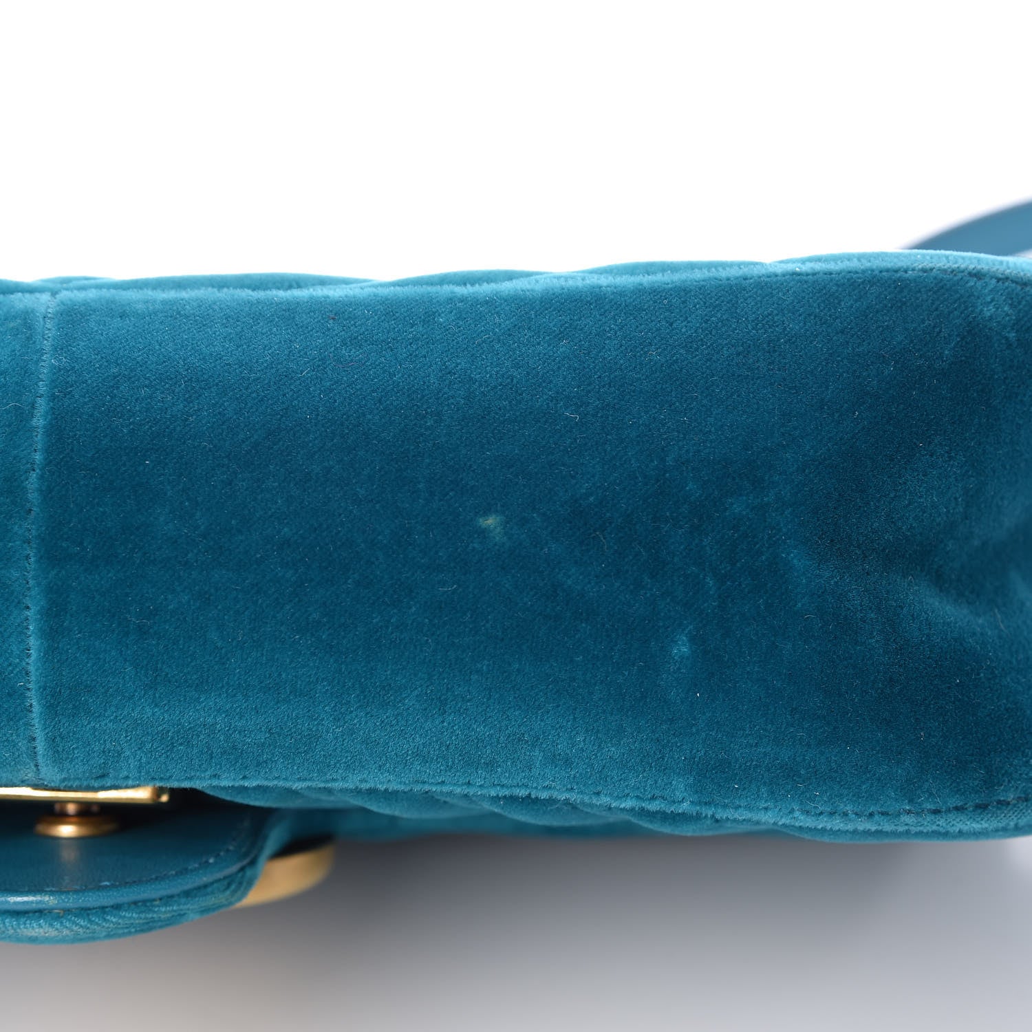 Gucci Velvet Matelasse Small GG Marmont Shoulder Bag Pavone Cyan 16 of 20