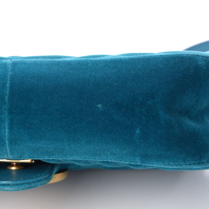 Gucci Velvet Matelasse Small GG Marmont Shoulder Bag Pavone Cyan 16 of 20