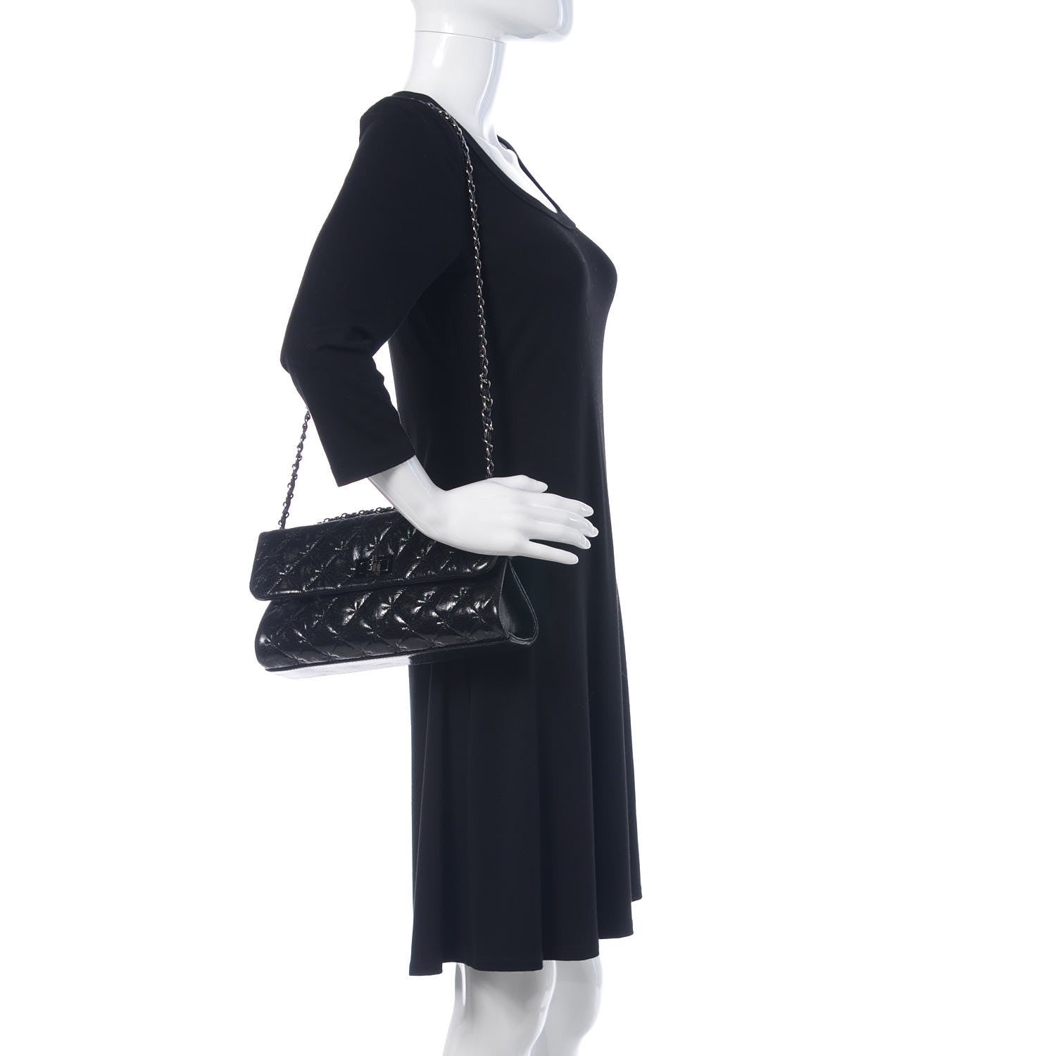 Chanel Glazed Crackled Calfskin Quilted Mademoiselle Flap Black 2 of 13