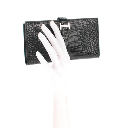 Hermes Matte Alligator Bearn Wallet Black 2 of 8