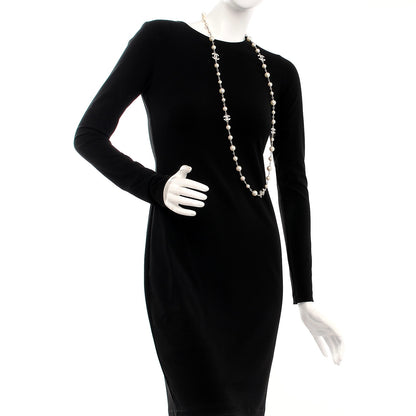 Chanel Crystal Pearl CC Long Necklace Silver 2 of 6