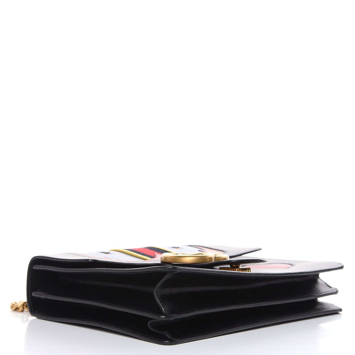 Gucci Calfskin Web Heart Medium GG Marmont Chain Handle Bag Black 4 of 16