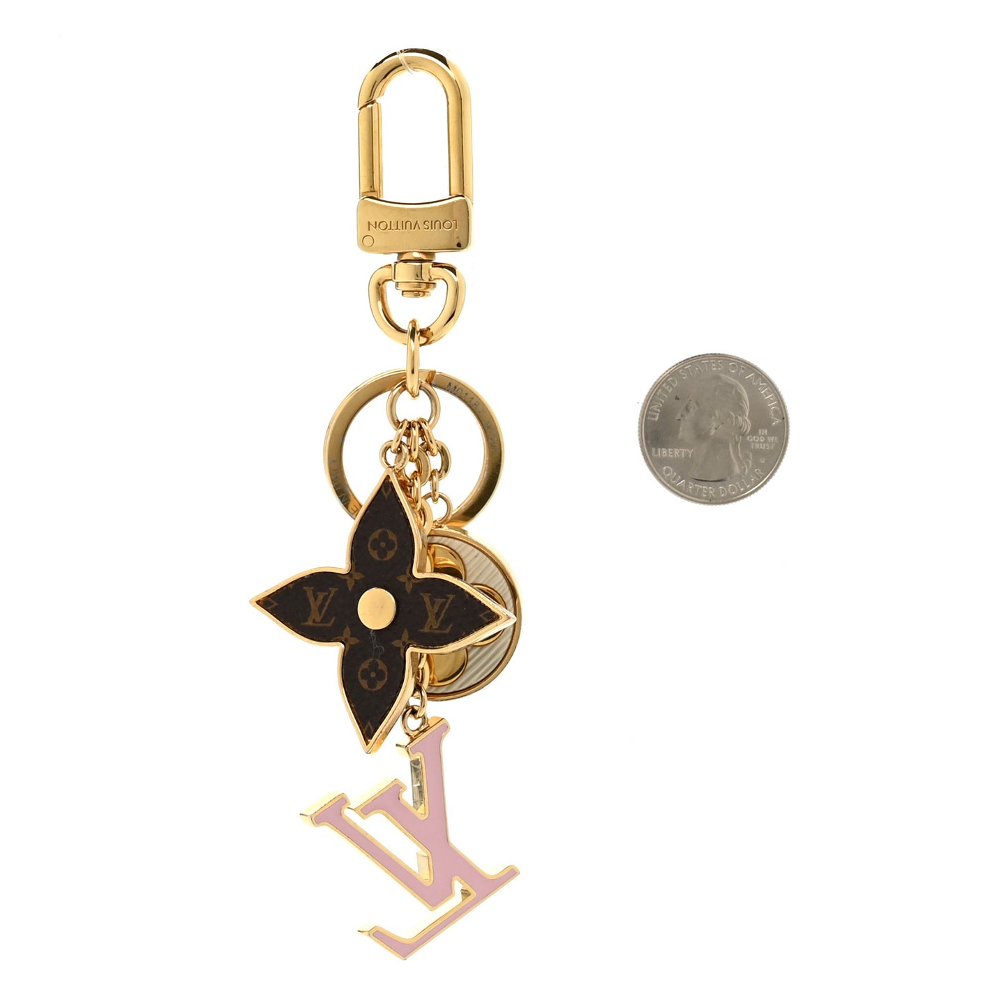 Metal Monogram Epi Spring Street Bag Charm Key Holder Gold